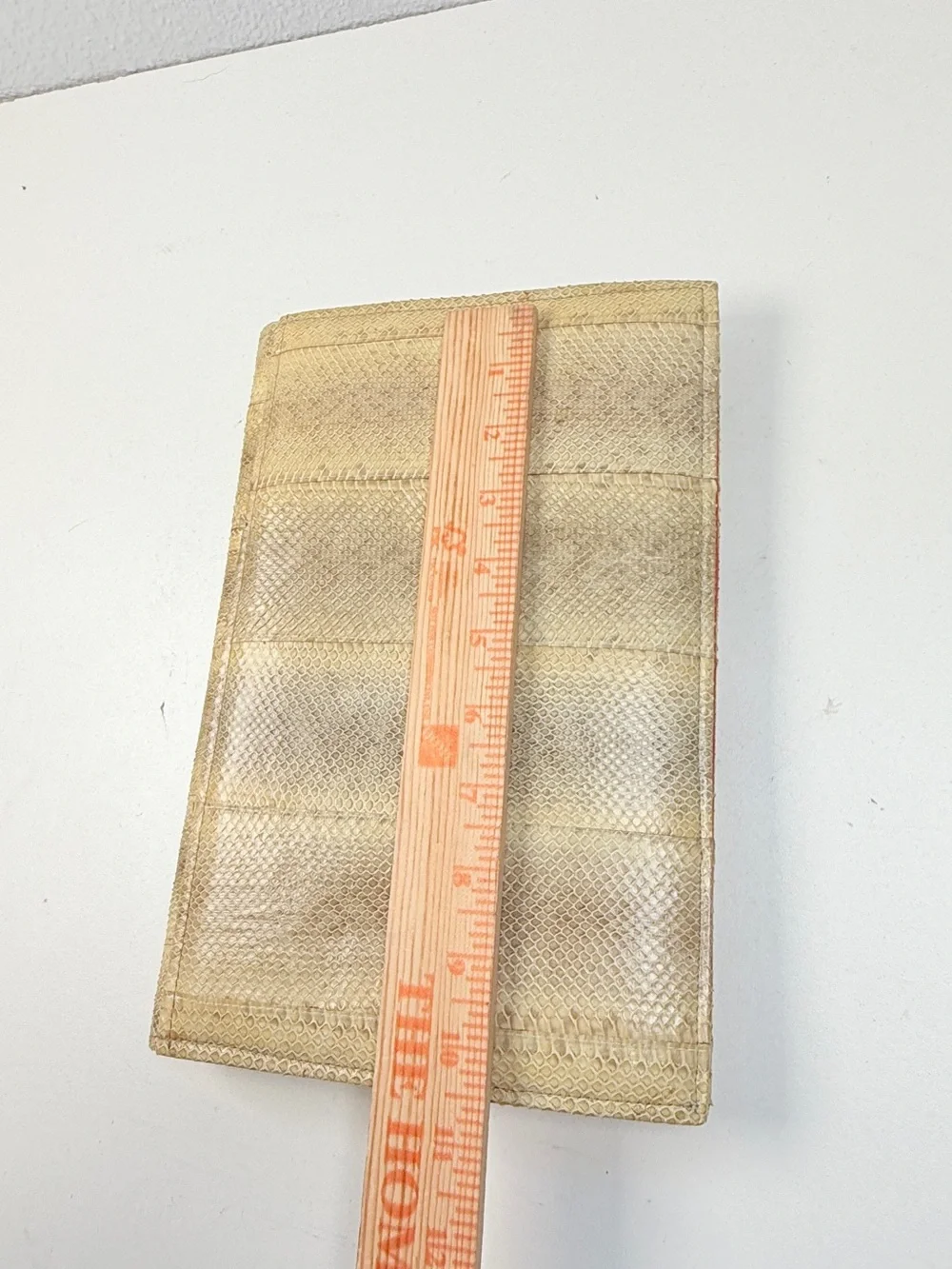 Vintage Nicole Saldana Genuine Snakeskin Red Trim Envelope Clutch Purse